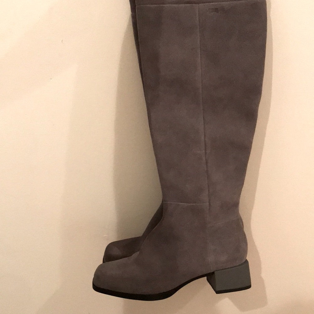 Camper Suede Leather Tall Gray Knee High Stained Boots, Size 36 (6)